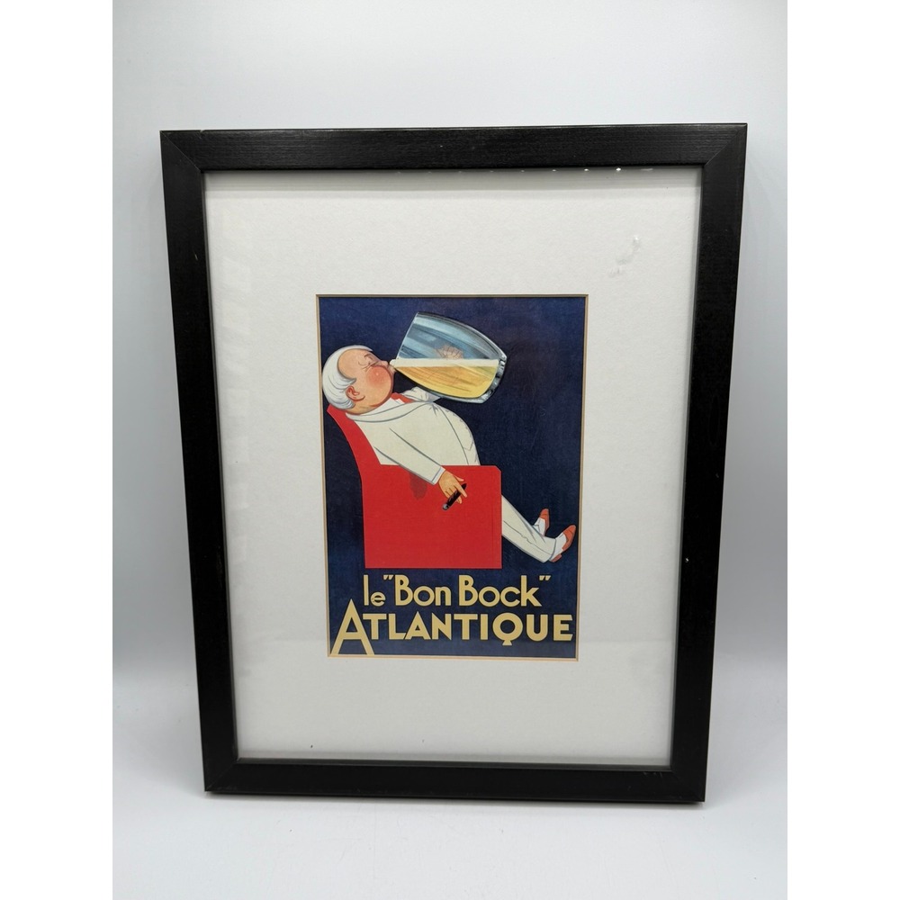 Leonetto Cappiello Le Bon Bock Atlantique Framed Vintage Ad Art Print 11x14